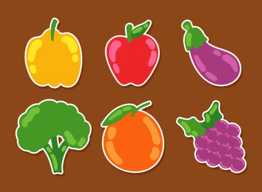icons sticker healthy food, design