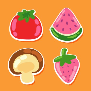 set of healthy food, design