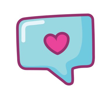 speech bubble heart cartoon isolated flat icon