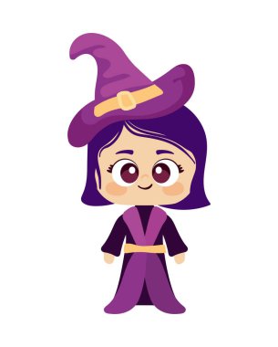 girl witch halloween cartoon isolated icon