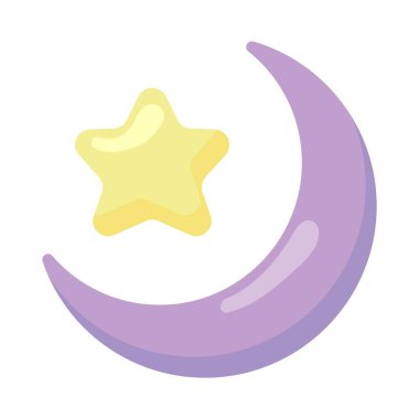crescent moon and star isolated icon