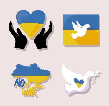 icons, Ukraine no war, vector image