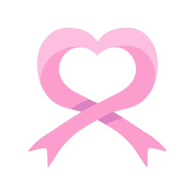 heart shape ribbon, breast cancer isolated icon