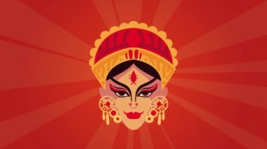 Tanrıça kafasıyla mutlu Navratri animasyonu, 4k video animasyonu