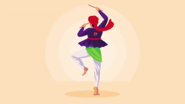 Erkek dansçıyla mutlu Navratri animasyonu, 4k video animasyonu