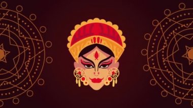 Tanrıça kafasıyla mutlu Navratri animasyonu, 4k video animasyonu