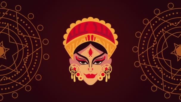 Happy Navratri Animation Goddess Head Video Animated — Stock Video © djv  #606051658