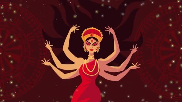 Happy Navratri Animation Goddess Video Animated — Stock Video