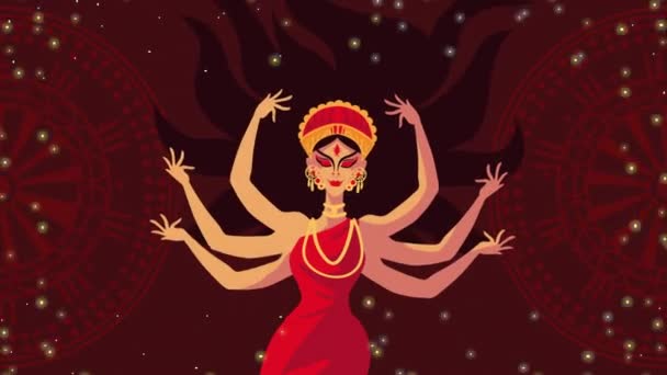 Animasi Navratri Bahagia Dengan Dewi Animasi Video — Stok Video