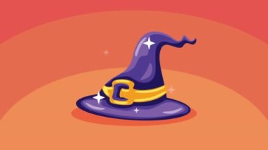 happy halloween animation with witch hat ,4k video animated