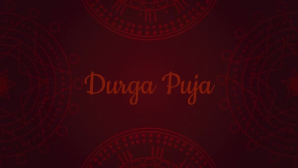 Durga Puja Letras Con Mandalas Video Animado — Vídeos de Stock
