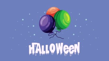 Mutlu cadılar bayramı mektupları balonlarla helyum, 4k video animasyonu