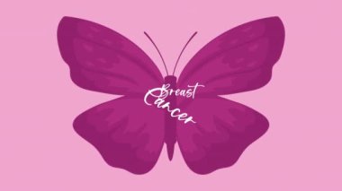 breast cancer awareness month lettering ,4k video animated