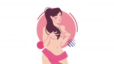 Seksi kız çıplak karakter animasyonu, 4k video animasyonu