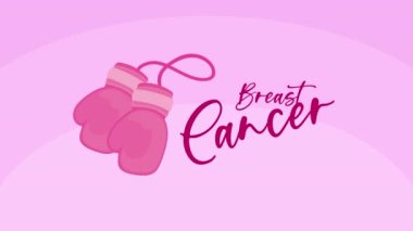 Göğüs kanseri mektupları, boks eldivenleri, 4k video animasyonu.