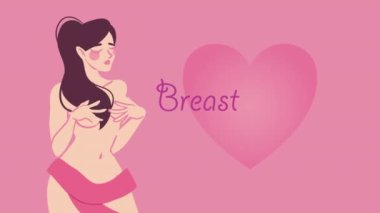 breast cancer awareness month lettering ,4k video animated