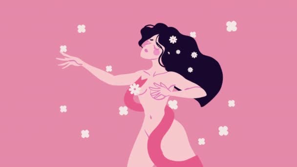 Woman Naked Breast Cancer Campaign Video Animated — Stock Video