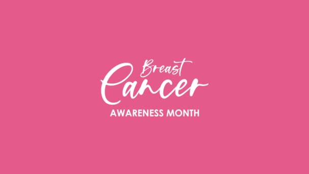 Breast Cancer Awareness Month Lettering Video Animated — Vídeo de Stock