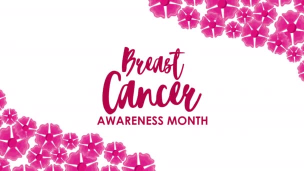Breast Cancer Awareness Month Lettering Video Animated — Vídeo de Stock