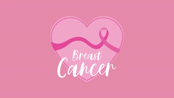 Breast Cancer Lettering Ribbon Animation Video Animated — Stock Video