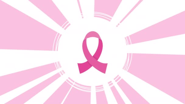 Animação Campanha Fita Câncer Mama Vídeo Animado — Vídeo de Stock