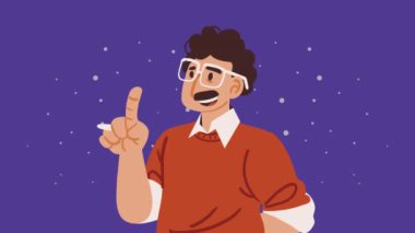Erkek öğretmen karakter animasyonunu indeksliyor, 4k video animasyonu