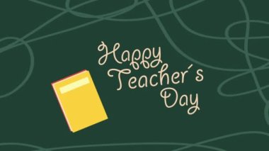 happy teachers day lettering with books ,4k video animated