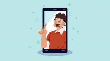 Erkek öğretmen karakter animasyonunu indeksliyor, 4k video animasyonu