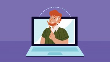 İşaretçi çubuğu karakteri olan öğretmen, 4k video animasyonu