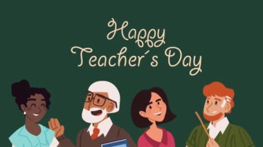 Mutlu öğretmenler günü mektupları insanlarla, 4k video animasyonları
