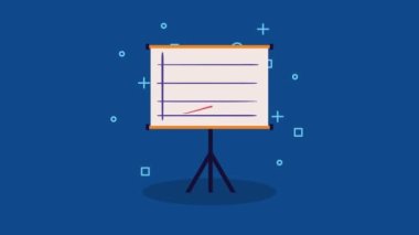 içinde istatistik bilgi animasyonu olan kağıt tahtası, 4k video animasyonu