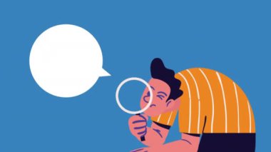 Büyüteç karakterli adam animasyonu, 4k video animasyonu