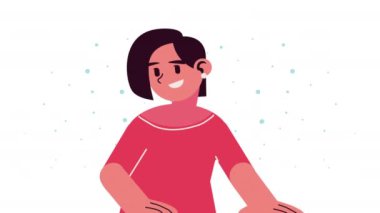 Mutlu genç kadın karakter animasyonu, 4k video animasyonu