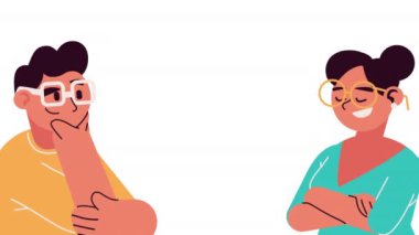 Mutlu genç çift karakteri animasyonu, 4k video animasyonu