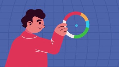Infographic karakter animasyonu olan adam, 4k video animasyonu