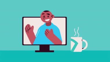Afro adam karakter animasyonunu kurtarıyor, 4k video animasyonu