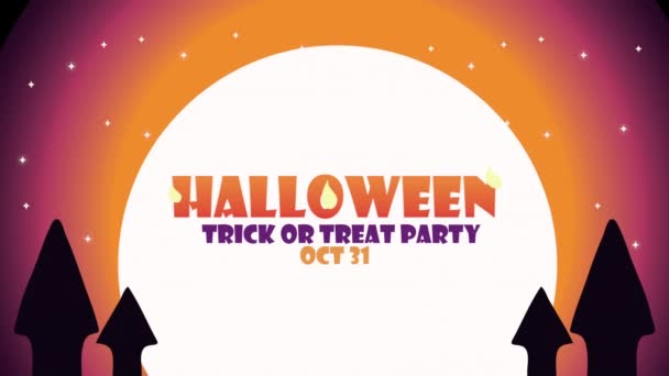 Halloween Trükk Vagy Élvezet Betű Videó Animált — Stock videók