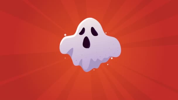 Feliz Animación Halloween Con Fantasma Video Animado — Vídeos de Stock