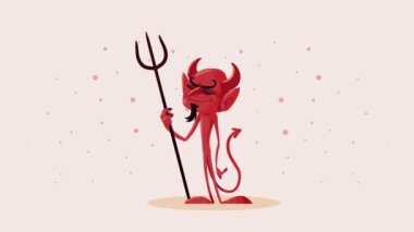 Şeytanla Cadılar Bayramı animasyonunuz kutlu olsun, 4k video animasyonu.