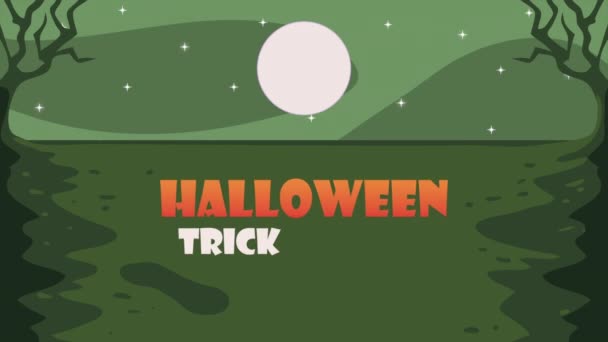 Happy Halloween Trick Treat Lettering Video Animated — Wideo stockowe