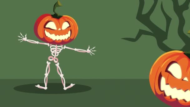 Fröhliche Halloween Animation Mit Kürbissen Video Animiert — Stockvideo