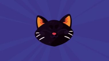 happy halloween animation with cat ,4k video animated