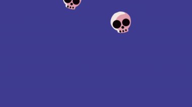 happy halloween animation with skulls pattern ,4k video animated