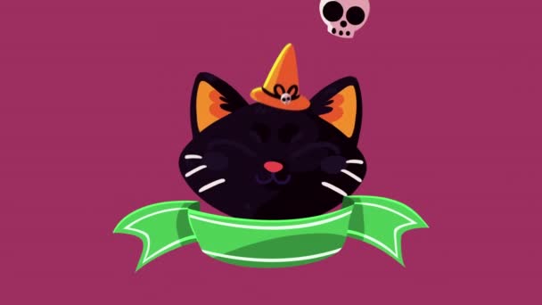 Happy Halloween Animation Cat Video Animated — 图库视频影像