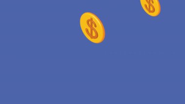 Bozuk para dolar desen animasyonu, 4k video animasyonu