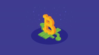 Bitcoin şifreleme teknolojisi finansal animasyon, 4k animasyon