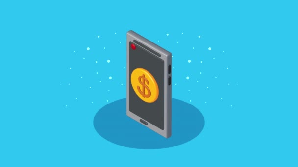 Money Dollars Financial Smartphone Video Animated — ストック動画