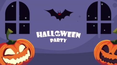 happy halloween party lettering animation ,4k video animated