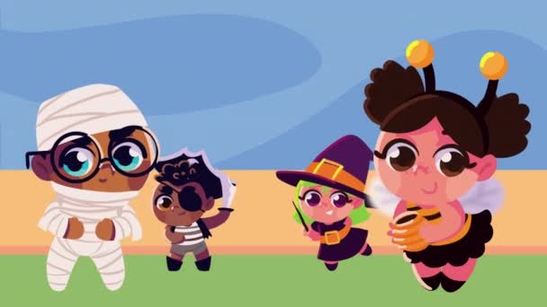 Happy Halloween Kids Disguise Video Animated — Wideo stockowe