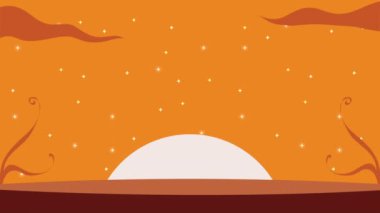 Mutlu cadılar bayramı harfleri Ay animasyonu, 4k video animasyonu